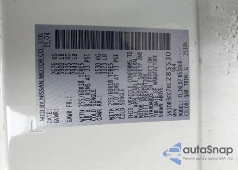 2024 Nissan Pathfinder Sl z USA, uszkodzony, nr VIN 5N1DR3CC7RC285530